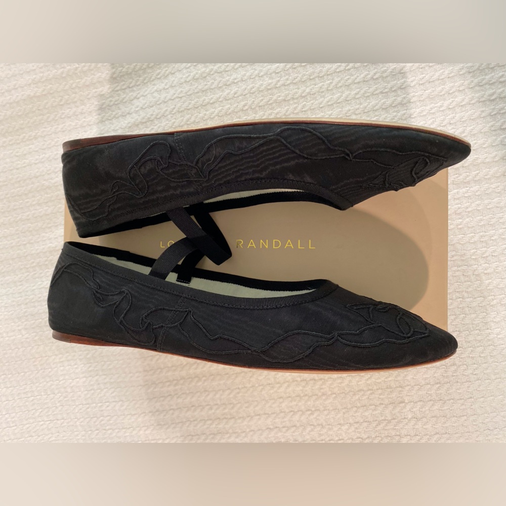 LOEFFLER RANDALL x SALTER HOUSE Black Moire Bow Flats sz 10.5 - Picture 8 of 12